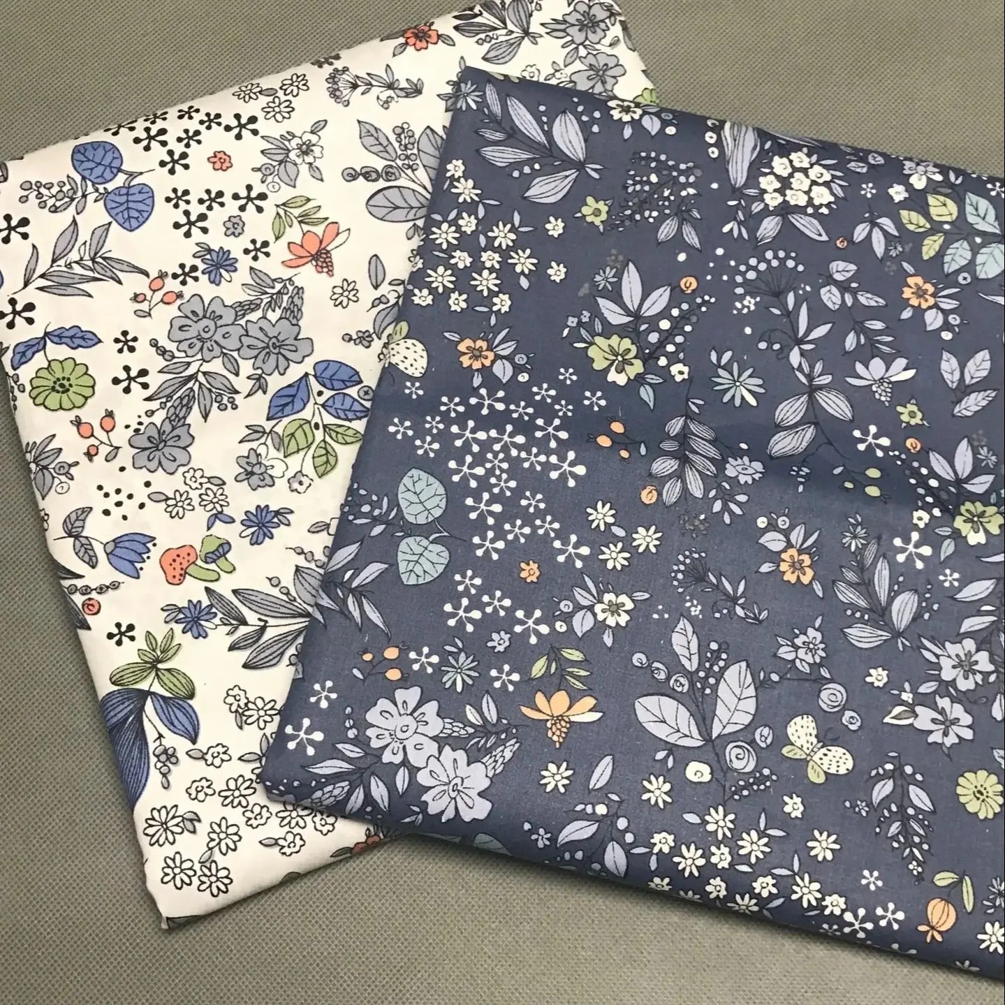 綿 100% ポプリン牧歌的なアーミーブルーの花 40 s 生地デジタルプリント縫製布ドレススカート子供デザイナー