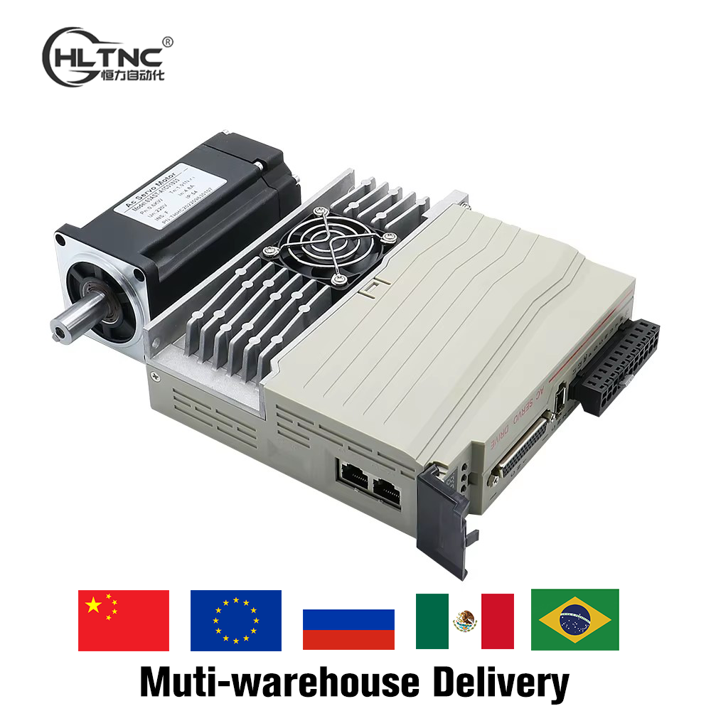 HLTNC 60 80 AST 400W 600W 750W 1KW 220V Ac Servo Motor Kit With Magnetic 17bit Absolute Encoder +T3D Servo Driver for CNC Router