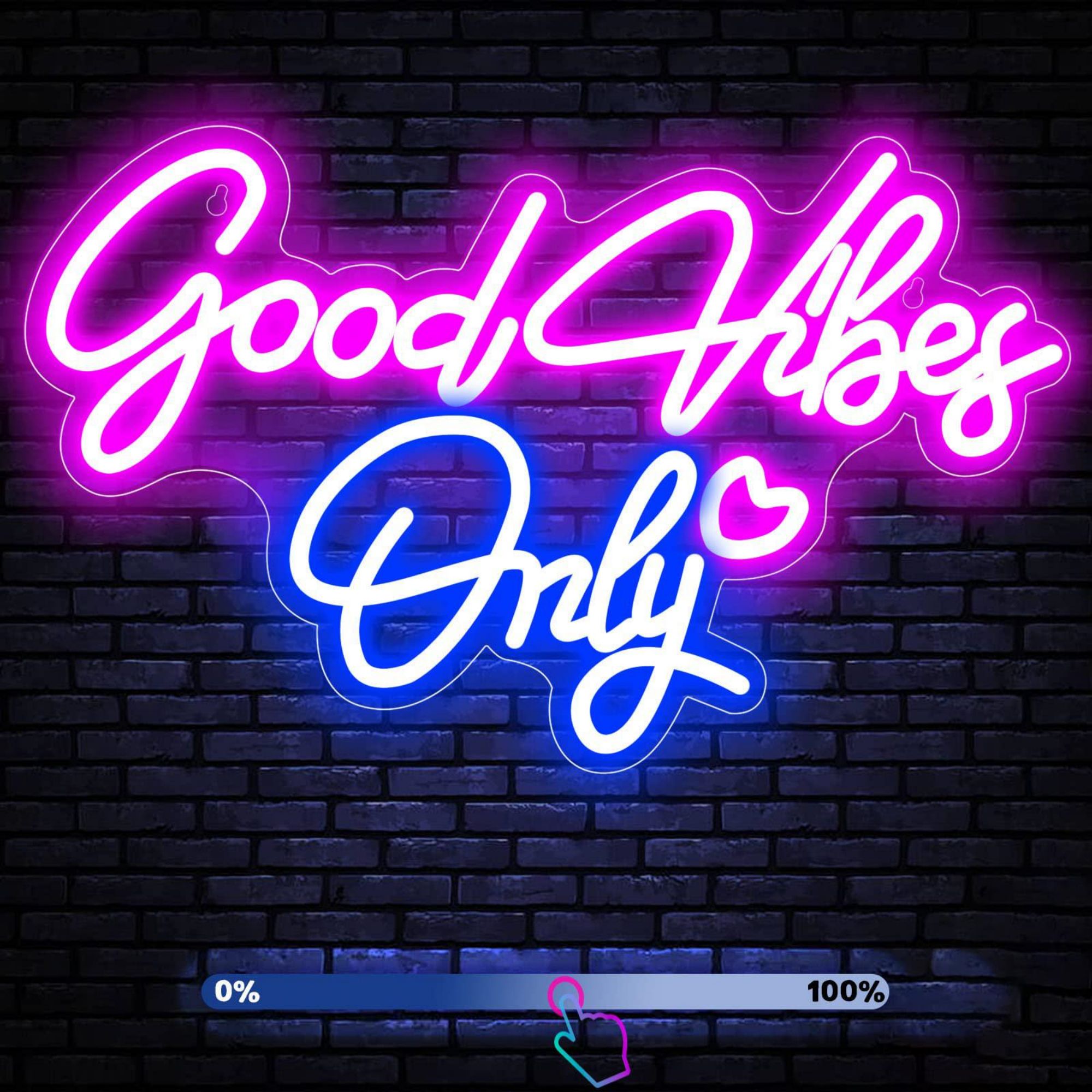 Good Vibes のみ 壁装飾用ネオンサイン 寝室用 LED ライト 調光スイッチ付き USB 電源、寝室用ネオンライトサイン