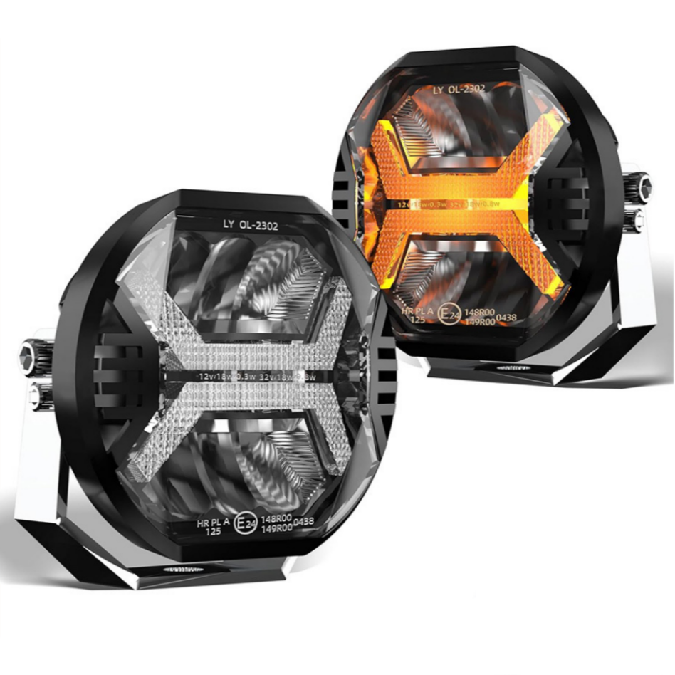 新しい 4 "/5.75" 車の Led ワークライトスポットライト X 字型 DRL 12 V 24 V 超高輝度アンバーホワイトジープトラックオフロード防水