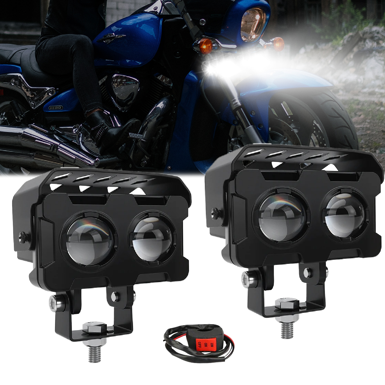 LED オートバイヘッドライト車両追加スポットライトフォグランプハイ/ロービーム車 SUV UTV ミニレンズヘッドライト作業灯