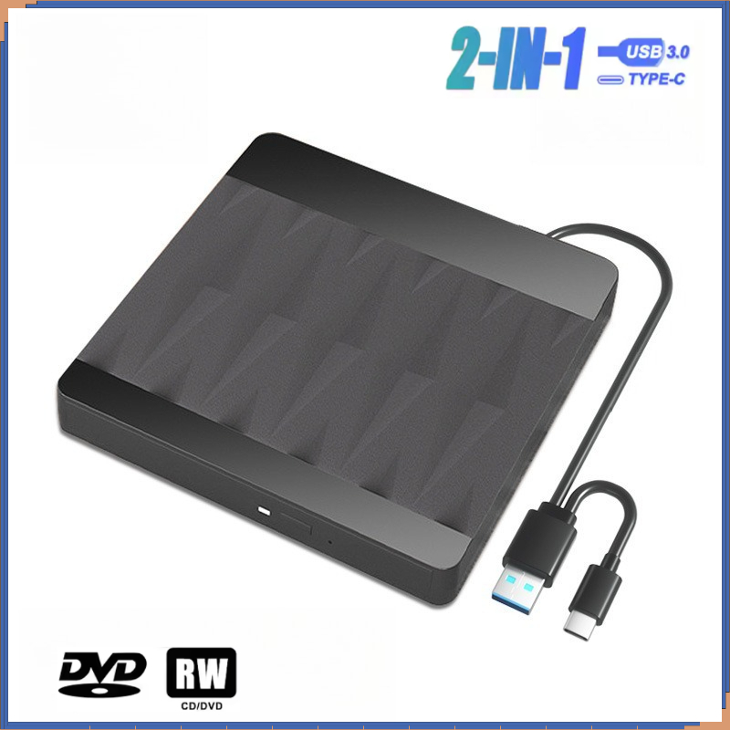 2-in-1 USB 3.0 外部 CD DVD RW 光学ドライブ DVD プレーヤーバーナーリーダー多機能ドライブラップトップ Windows Mac PC 用