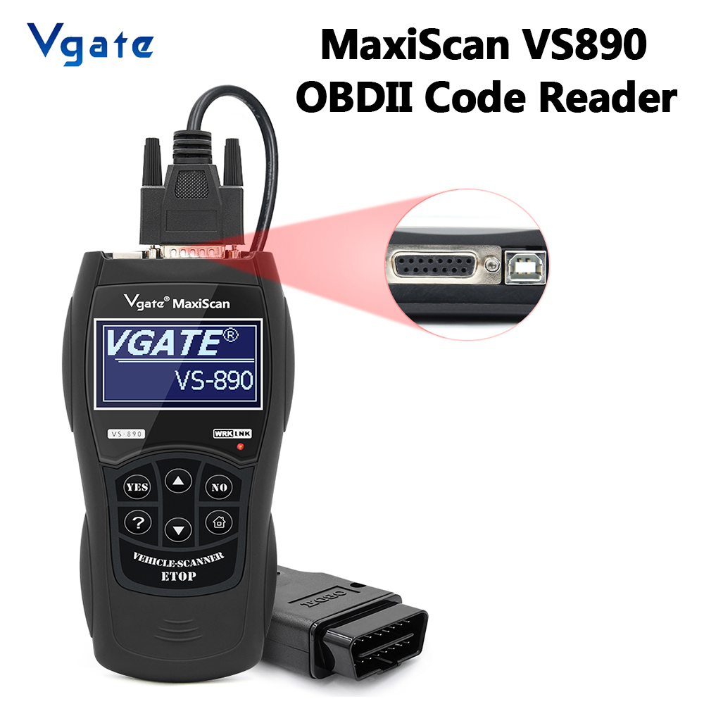 Vgate MaxiScan VS890 OBD2 コードリーダー O2 モニターテスト OBDII 車診断ツール OBD 2 スキャナー多言語多機能