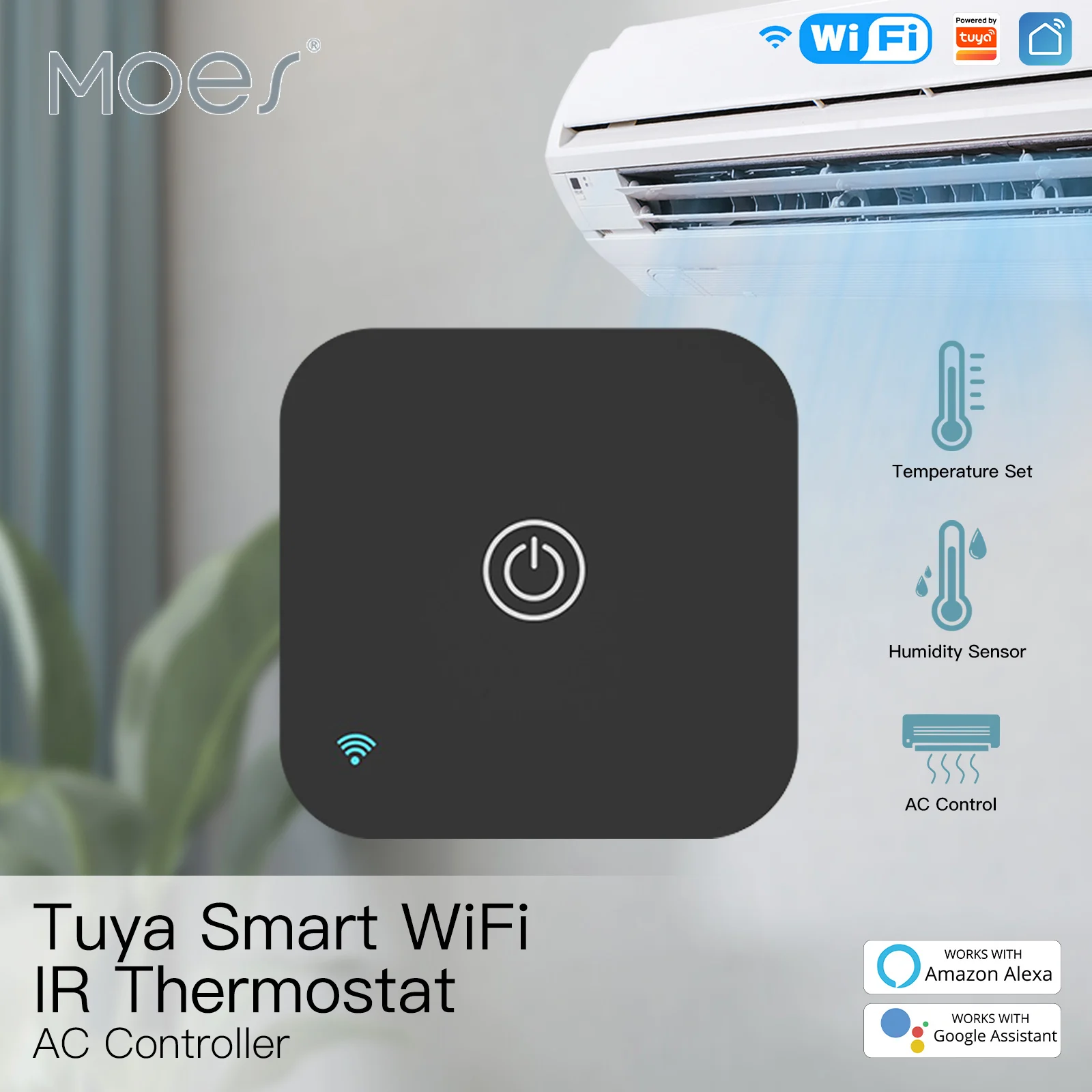 MOES Tuya WiFi IR サーモスタット AC コントローラー リモコン 温度と湿度センサー スマート ライフ 音声コントロール Alexa Google
