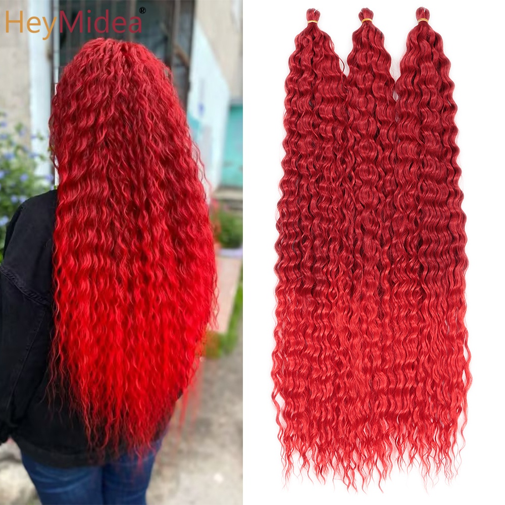 アリエルヘア合成ツイストかぎ針編みカーリーヘア 30 インチ水ウェーブ三つ編みヘアオンブルブロンドブラウンディープウェーブ編みヘアエクステンション