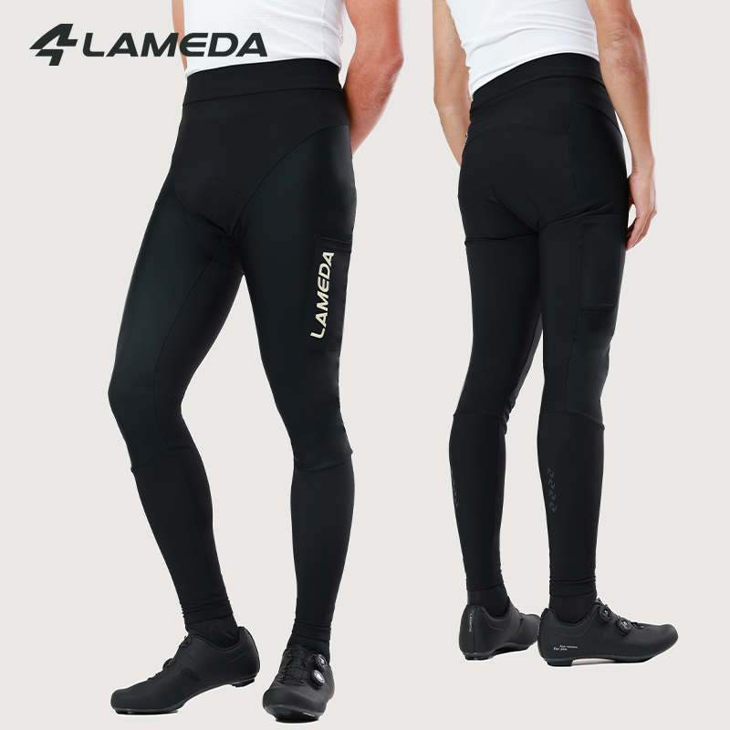 LAMEDA プロフェッショナル冬サイクリングパンツマンロングパッド付きサーマルフリース防風 5-15 °C メンズ MTB サイクリング服