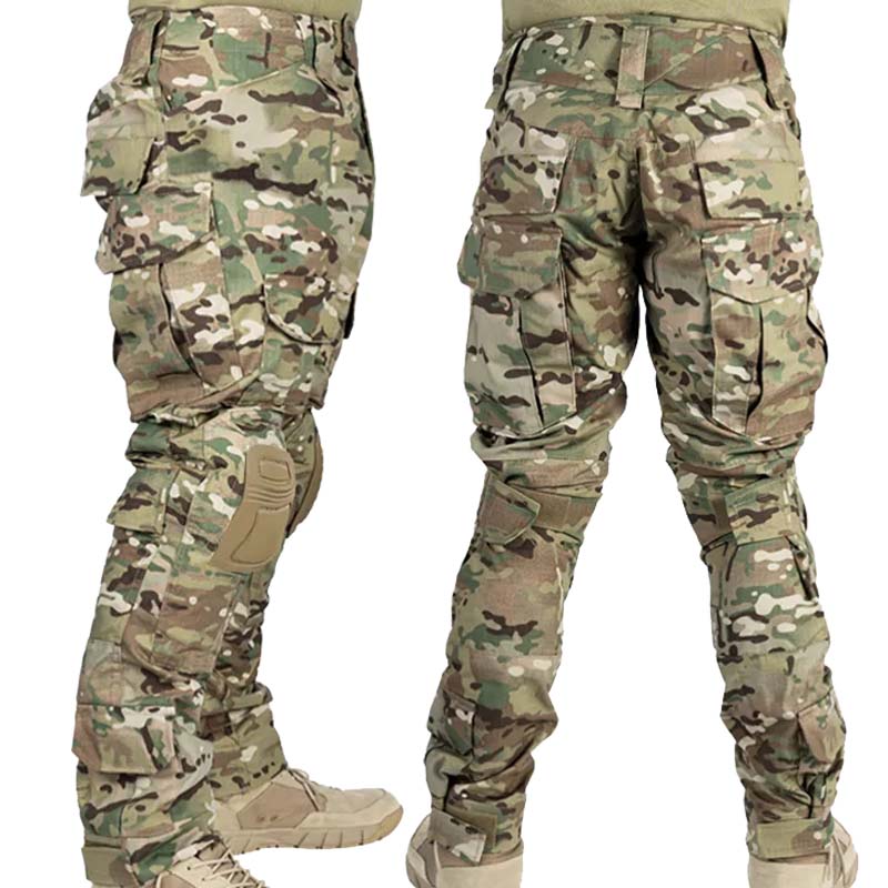 マルチカムパンツ膝パッド男性戦術戦闘貨物迷彩ズボン Trainingning 狩猟服速乾性通気性スポーツパンツ