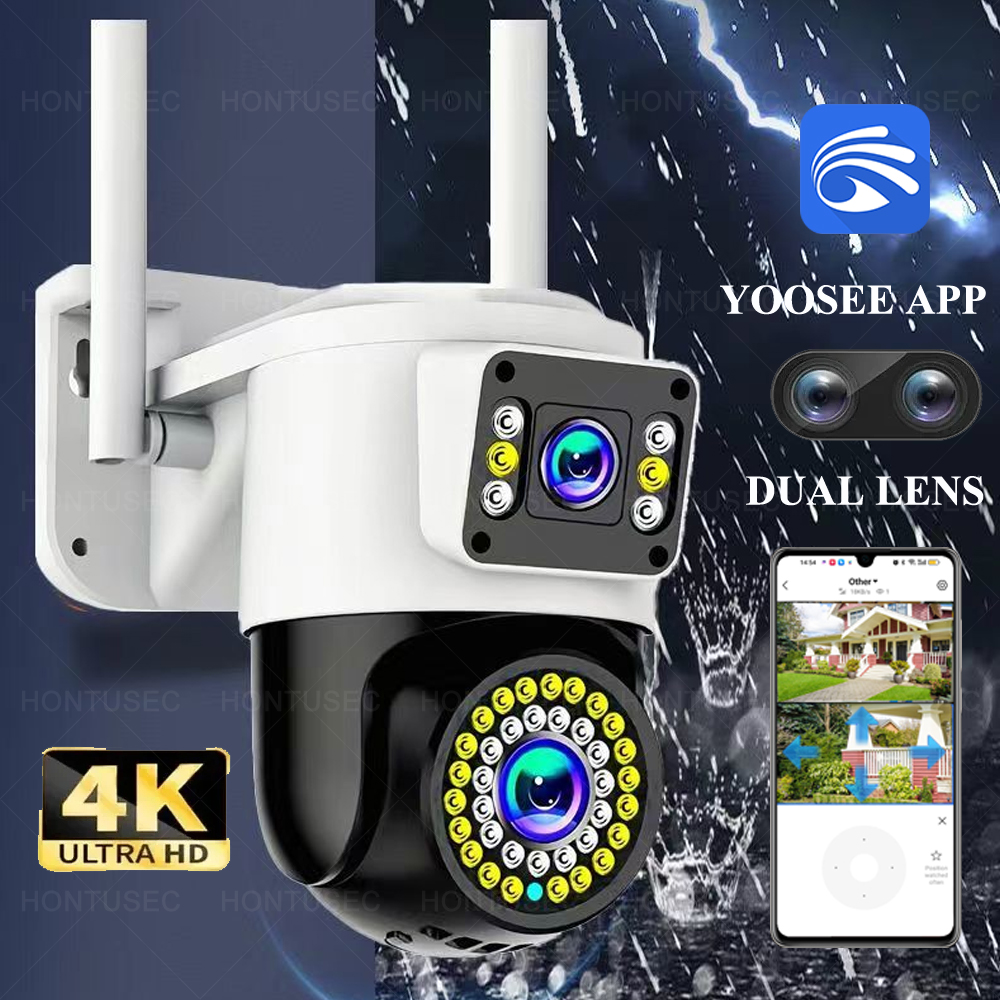 Yoosee 4K 8MP デュアルレンズ デュアルスクリーン カラーナイトビジョン モーション検知 双方向オーディオ 屋外防水 Wifi セキュリティカメラ