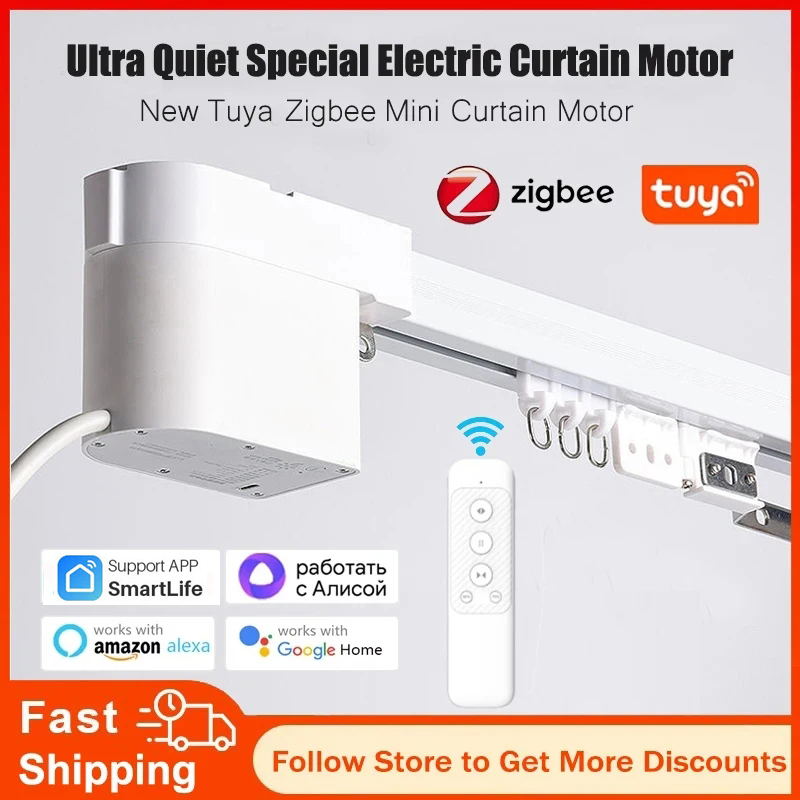 Tuya Zigbee ミニスマートカーテンモーター電動カーテン自動システムレールロッドサポート Alexa アリス Google アシスタント Smartlife
