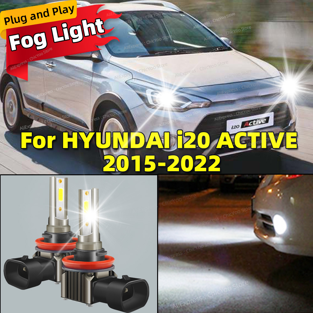 2 個 6000 18K LED フォグランプ車の電球 Canbus フロントフォグライトヒュンダイ i20 アクティブ 2015 2016 2017 2018 2019 2020 2022 プラグアンドプレイ
