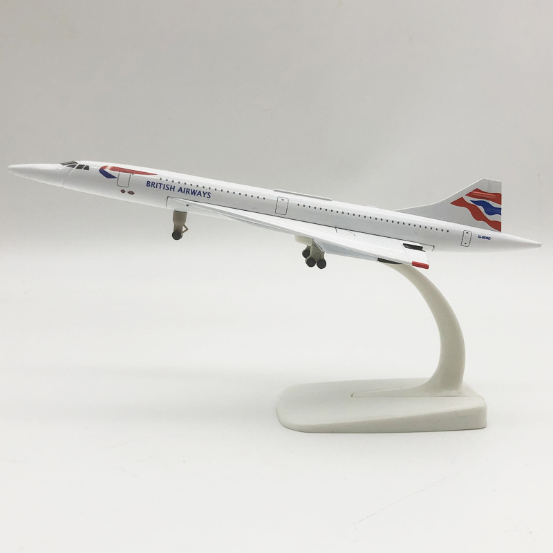 20 センチメートルブリティッシュ・エアウェイズ コンコルド飛行機模型玩具合金金属 1/300 スケール航空機ホイール付き収集ギフト航空による