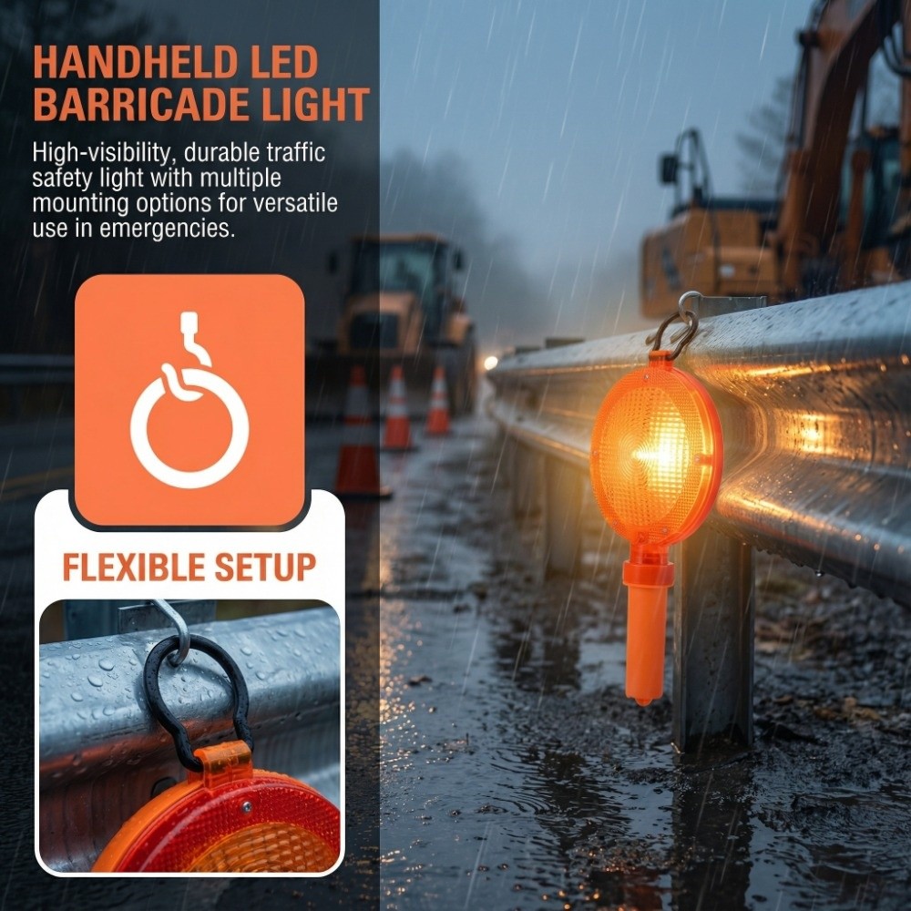 防水ハンドヘルド LED バリケードライト高視認性ストロボ LED 警告灯リング付き大型トラフィックコーンライト夜間使用
