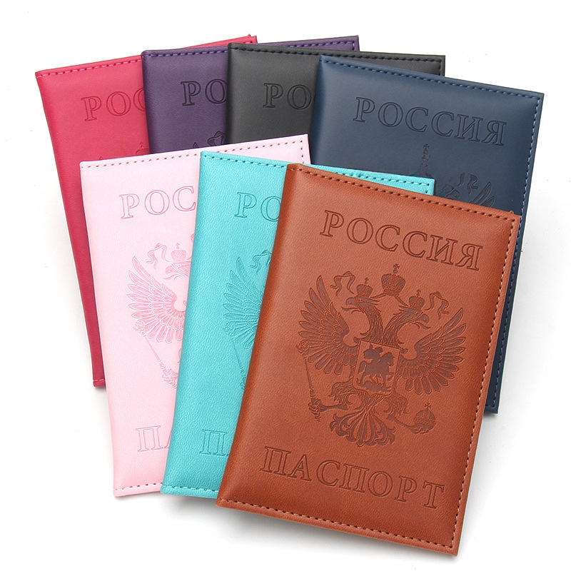 新しいロシア双頭鷲革パスポートホルダー保護カバーパスポートと書類用アーバンミニマリストスタイル