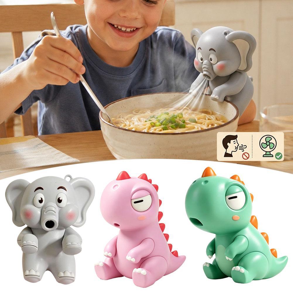 かわいい漫画ミニ食品冷却ファン USB 充電式クリップオンボウルスープクーラー、象恐竜ハンズフリーベビー授乳ヘルパー
