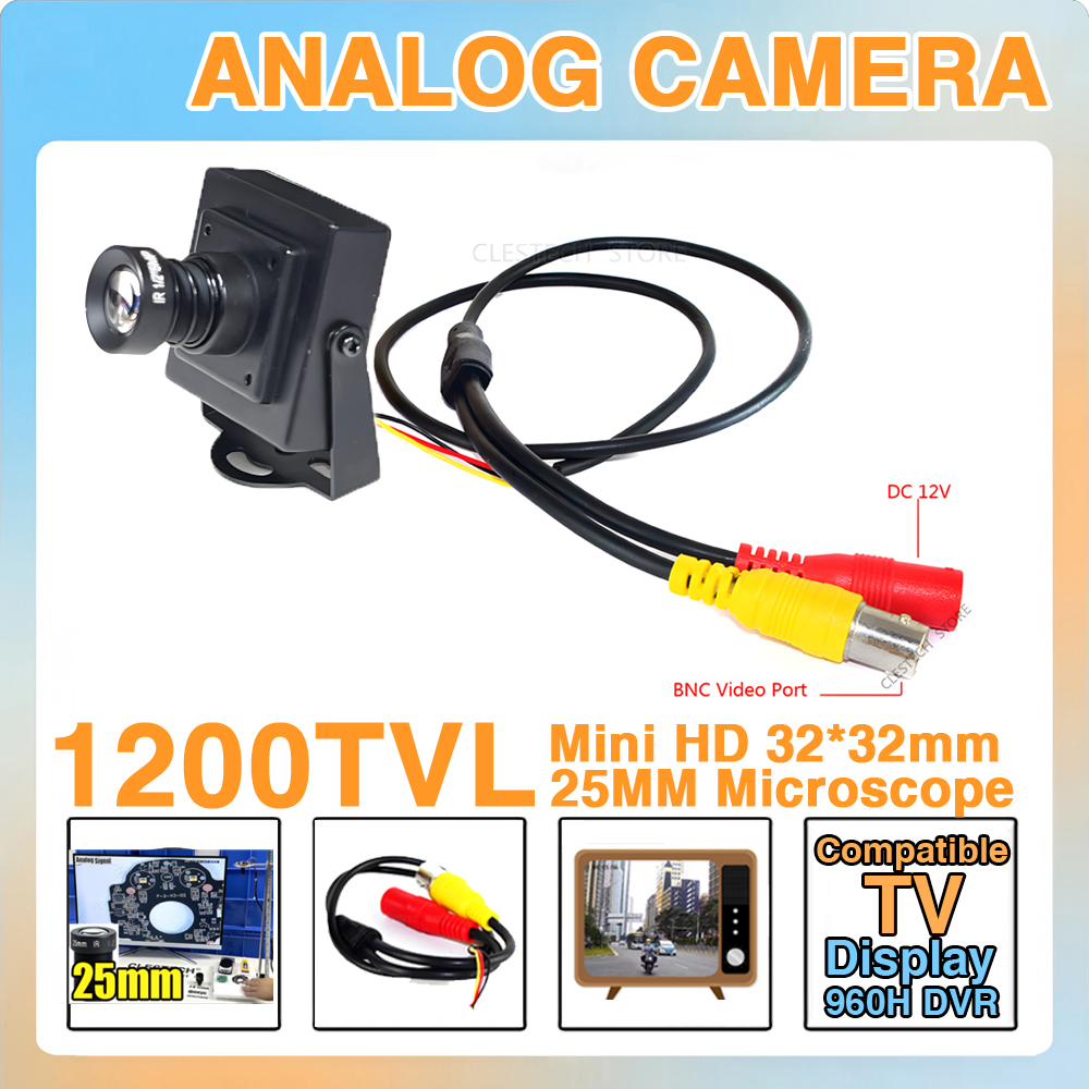 RU 右ハンドル車用 超小型 32*32mm アナログ 1200TVL HD ミニ CCTV カメラ 25mm ロングフォーカス CVBS メタル 車載追い越し対応 TV