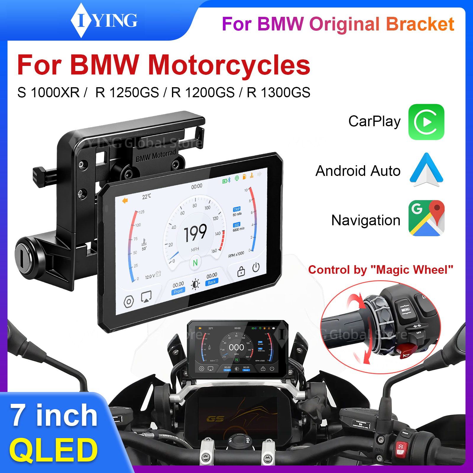B7Pro IYING BMW R1200GS R1250GS R1300GS S1000XR M1000XR ワイヤレス CarPlay と Android 自動スクリーン GPS オートバイナビゲーション