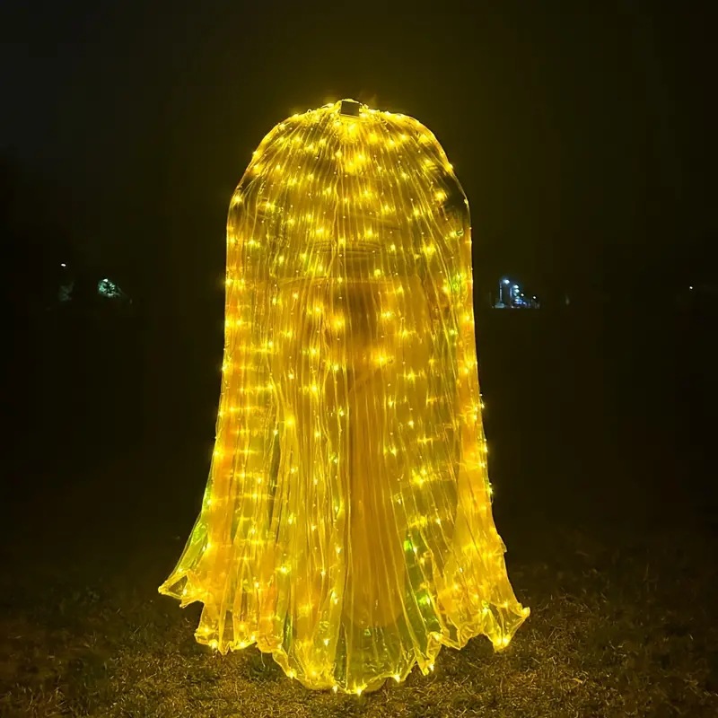 ゴールド生地ステージパフォーマンス小道具女性ダンスアクセサリーガールズ LED 翼ライトアップ 360 度ゴールド Isis 翼