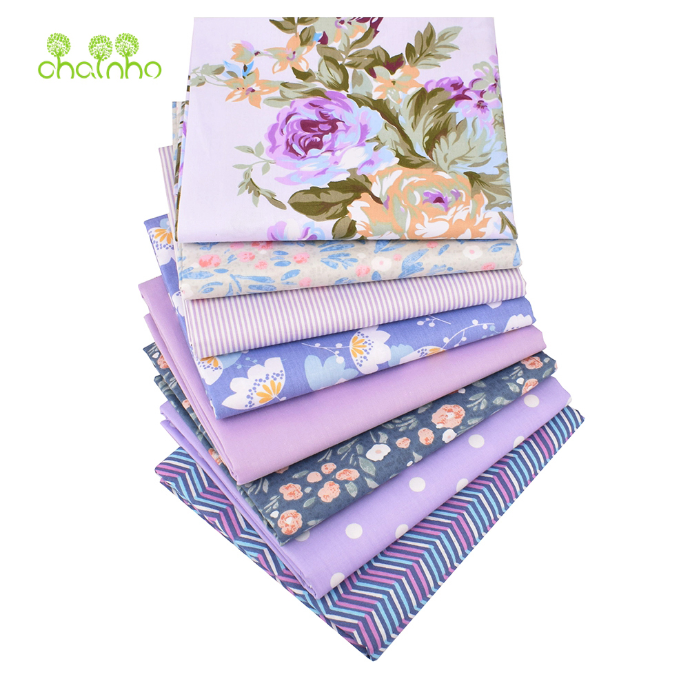 Chainho、プリントツイル織り綿生地、パッチワーク布、DIY 縫製キルティング素材、紫花柄シリーズ、2 仕様、CC317