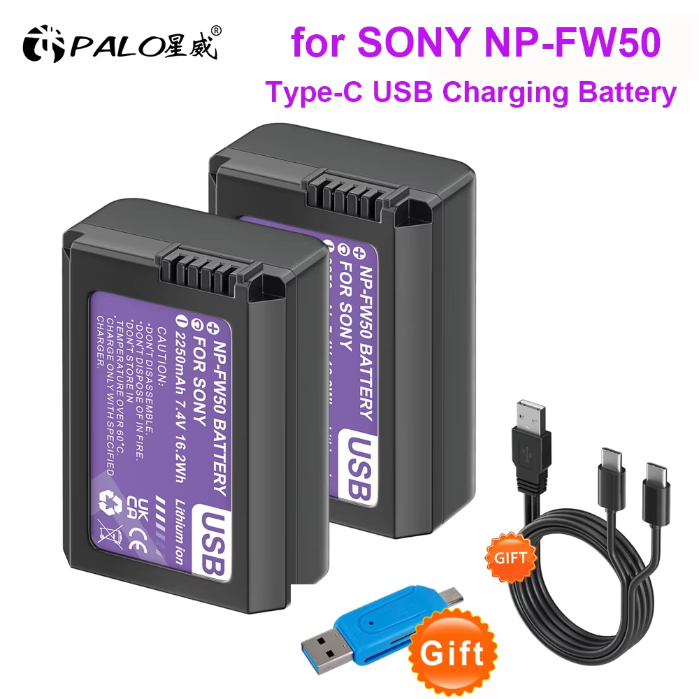 NP-FW50 NP FW50 Type-C USB バッテリー Sony ZV-E10 A6000 A6400 A6300 A6500 A7 A7II A7RII A7SII A7S A7S2 A7R RX10 IV ILCE-QX1用