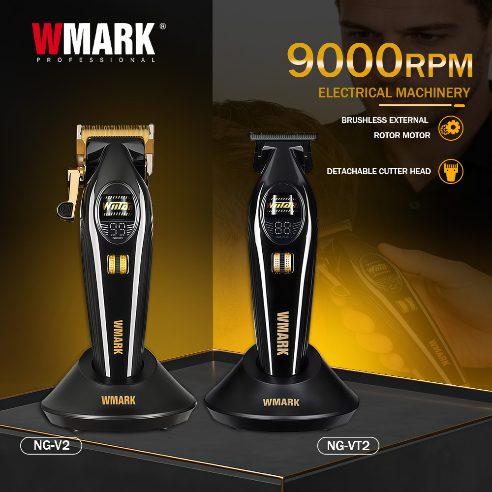 WMARK ヘアトリマープロフェッショナルバリカンアウターモーターローター BLDC ヘアカットマシン理容師 9000 RPM トリマー男性用 NG-V2 NG-VT2