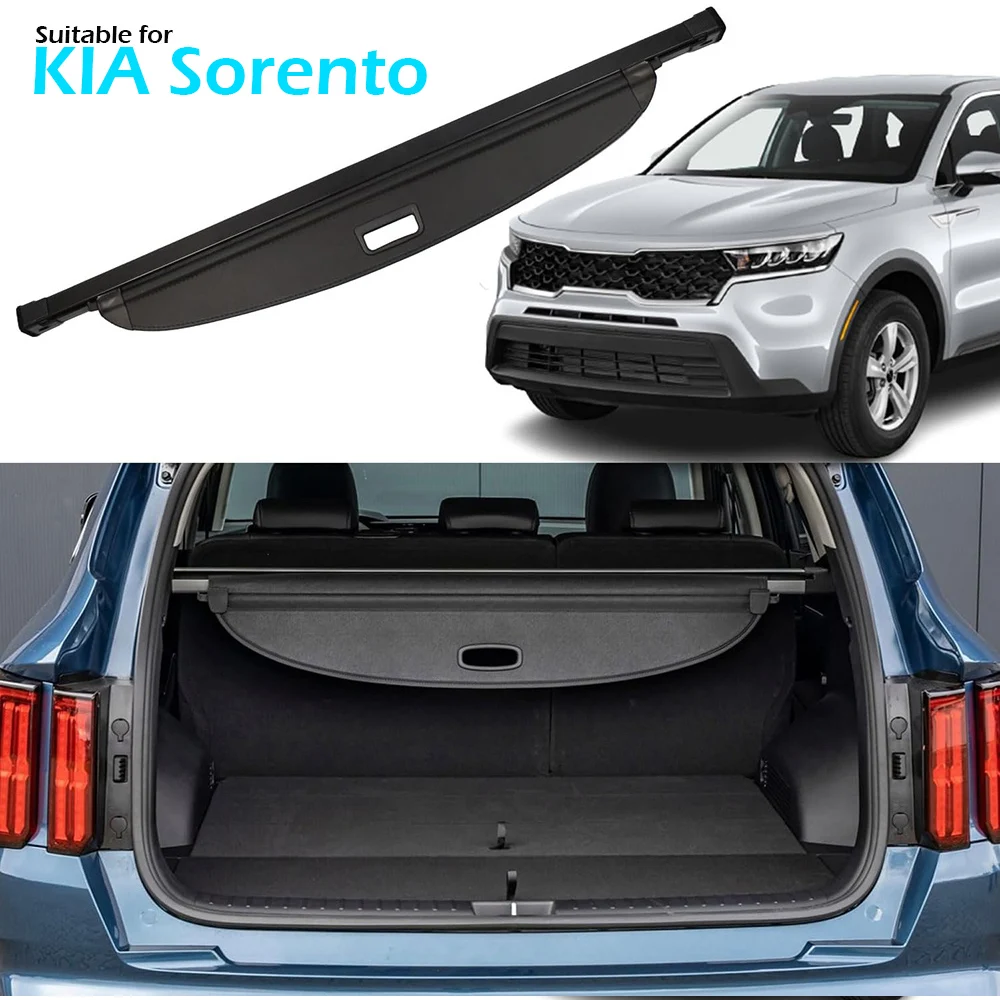 BEVO カーゴカバー Kia Sorento 2021 - 2025 格納式リアトランクセキュリティシェードシールドトノカバー荷物プライバシースクリーン