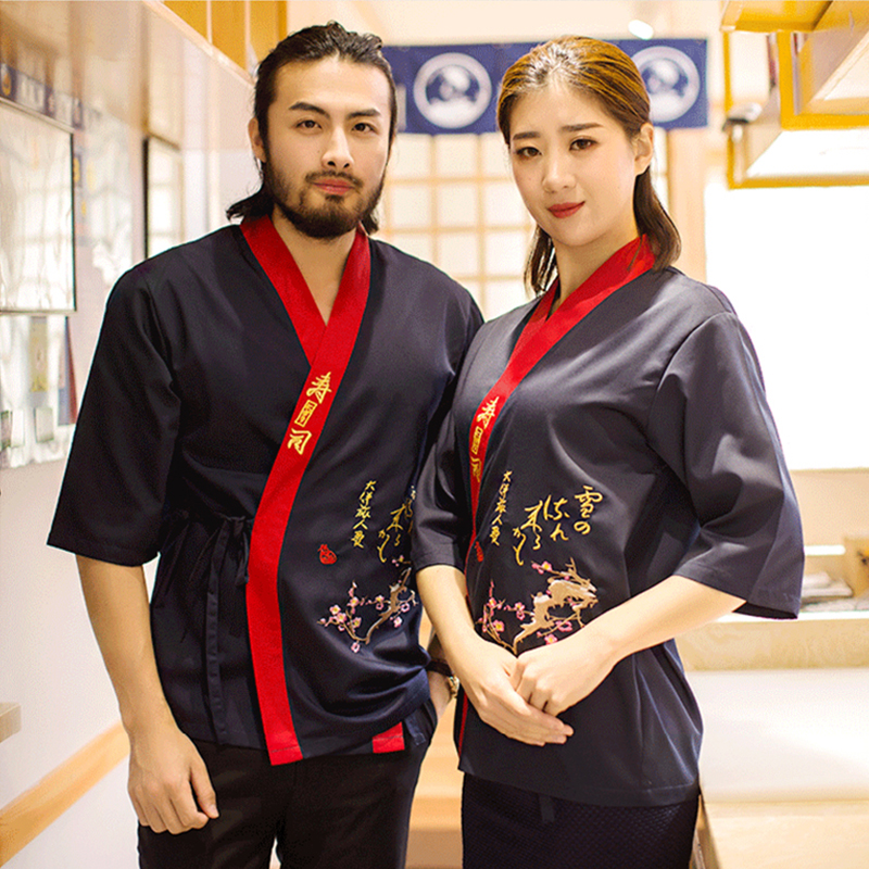 寿司ジャケット男性女性日本料理制服キッチンシェフ制服着物カーディガンレストランウェイター作業服