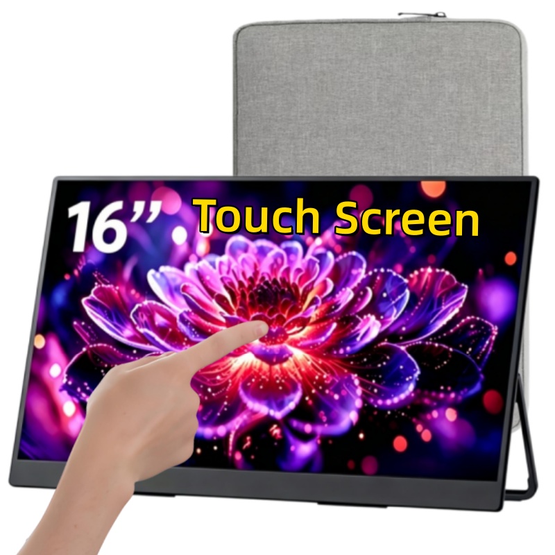 XAIT HUCKY 16 インチ タッチ ポータブル モニター 収納バッグ付き PC、ラップトップ、電話、ハンドヘルド コンソール、Switch、PS4/と互換性あり