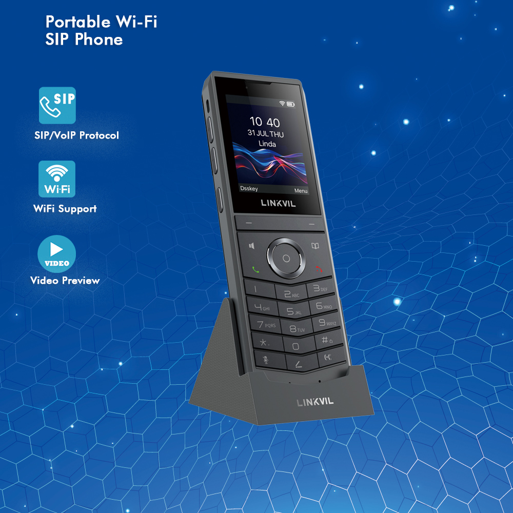 LINKVIL ワイヤレス WiFi SIP VoIP ハンドヘルド ビデオ電話 ポータブル 米国プラグ オフィス 家庭 ホテル向け - Audio Fanvil ポータブル SIP 電話