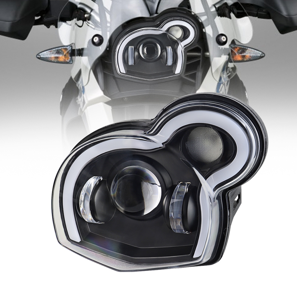 TIYPEOR LED オートバイヘッドライトアセンブリエンジェルアイズ悪魔アイヘッドランプ BMW G650GS sertao R13 2011-2017 G650 2012-2016