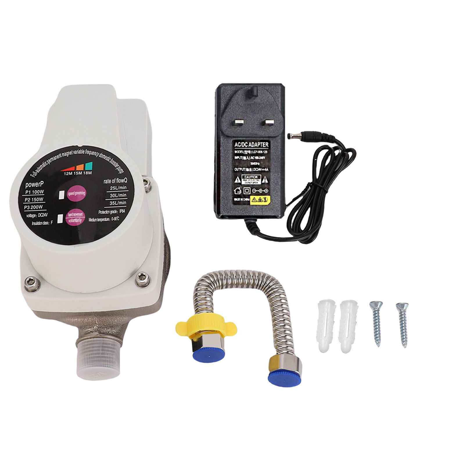 水圧ブースターポンプ DC 24V 100 150 200 ワット 25 30 35L/分静音シャワーポンプ自動感知小型ポータブル家庭用ヒーター
