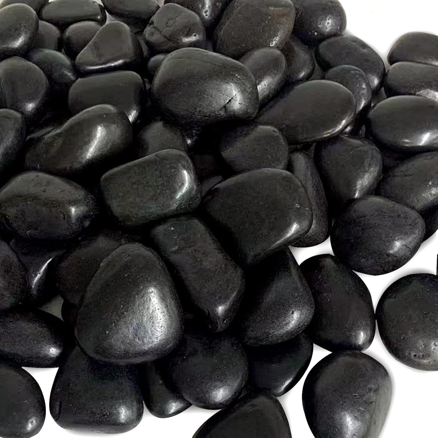 5ポンドの黒の天然装飾川小石 – 2～3インチの黒の磨かれた装飾小石、庭の造園、家の装飾、