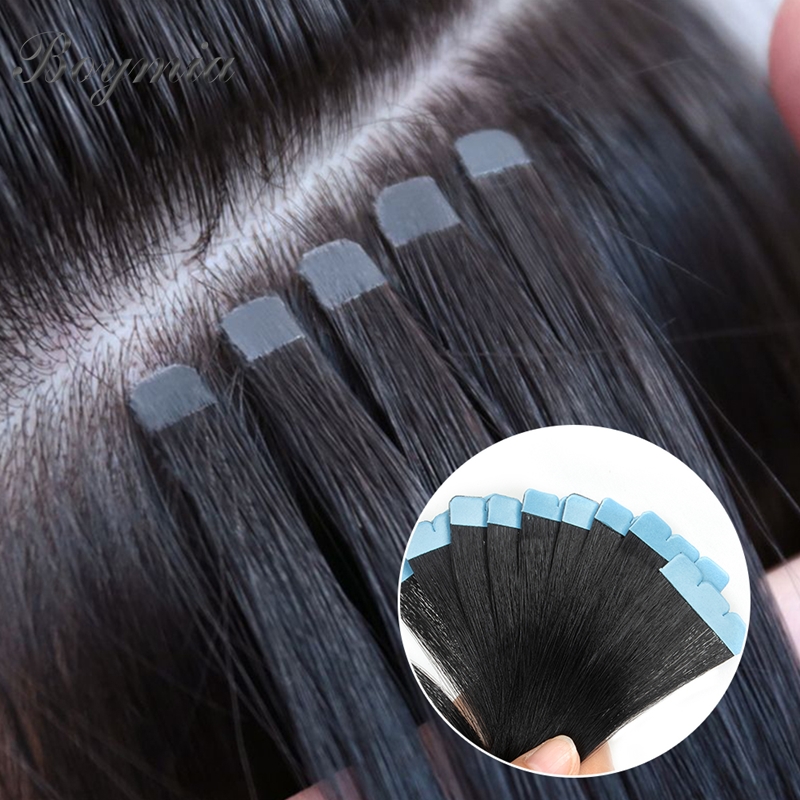 ストレートミニテープヘアエクステンション 12 "-24" インビジブルスキン横糸粘着テープ人毛ブロンド自然な髪女性のための 10 ピース/パック