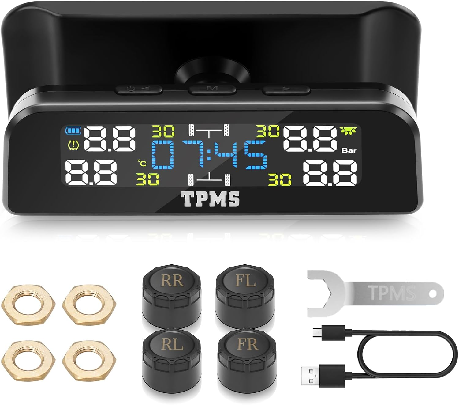 更新されたタイヤ空気圧監視システム TPMS 4 センサー LCD ディスプレイ タイヤ空気圧システム 車 RV SUV MPV セダン用