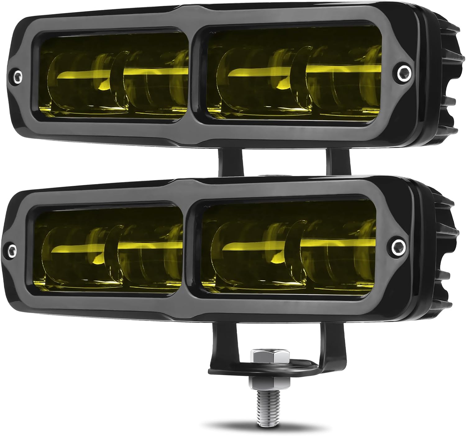 6 インチ LED ライトバー、2 個イエローアンバー 4000K スポットフォグランプ、カットオフライン付き、6000LM スリム LED ポッドオフロード LED ドライビングライト