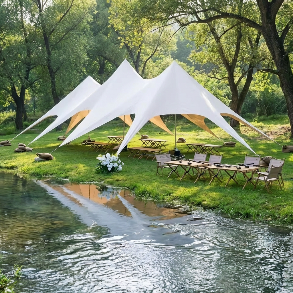 任意のサイズのカスタム屋外防水ストレッチテントパーティー結婚式活動フェスティバルイベントビッグサンシェードシェルター耐久性