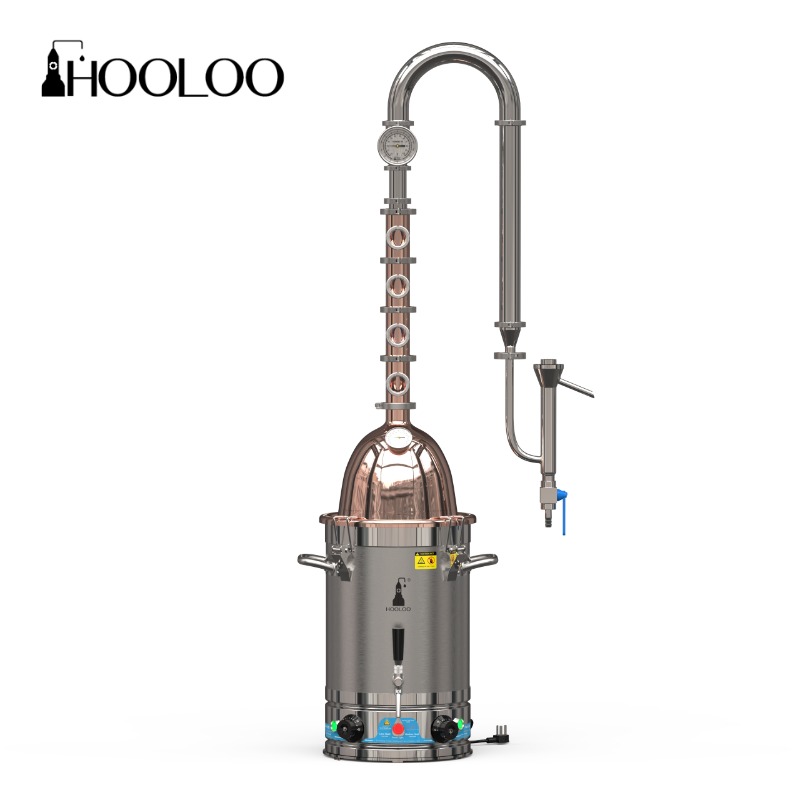 HOOLOO RST30 Distiller Home Electric Alcohol Still 110/220V Copper Rocket Lid Column For DIY Brandy Whiskey Rum And Other Spirit