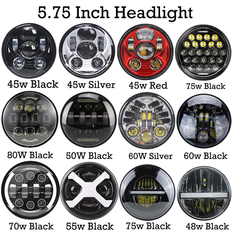 新スタイルブラッククローム 5.75 インチ LED ヘッドライト 5 3/4 "led DRL 50 ワットバイクヘッドライトダイナソフテイルスポーツスター 883 XL883 FXCW