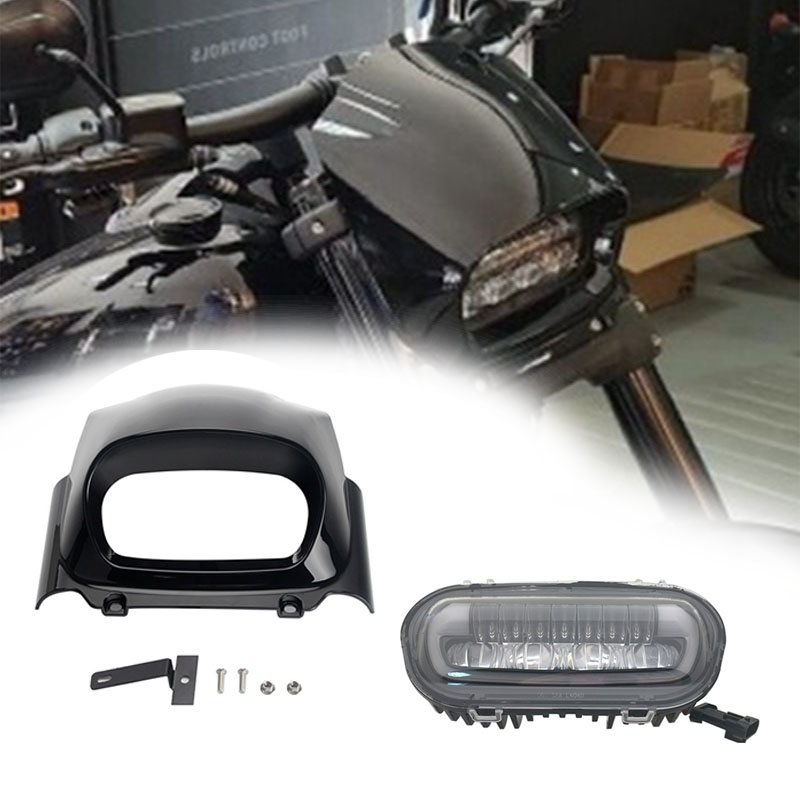 オートバイ 9.8 "LED ヘッドライトアセンブリ Hi/Lo ビーム DRL フロントヘッドランプハーレーソフテイルファットボブ 114 FXFB 107 FXFBS 114 2018-22