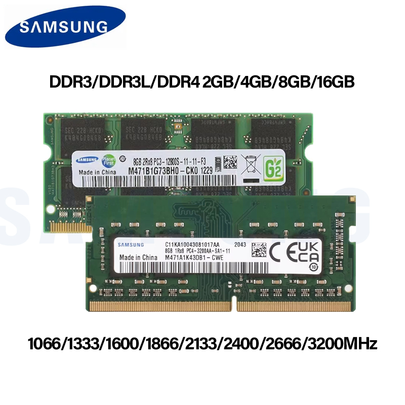Samsung ノートパソコン用RAM DDR3 DDR3L 2GB 4GB 8GB 1066 1333 1600 1866MHz DDR4 2133 2400 2666 3200MHz SODIMM メモリ（ノートパソコン用RAM）