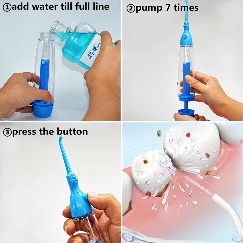 AD-New ポータブル口腔洗浄器 口をきれいにする 歯を洗う 水洗浄 手動ウォーターフロッサー 電気不要 Abs