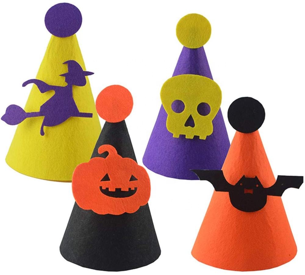 4 Pieces Kids DIY Felt Halloween Hat for Halloween Party Dress up Props