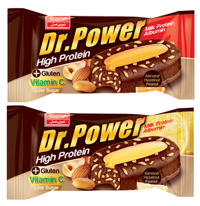 ドクターパワー 高乳タンパク質・低糖質 ソフトチョコレートケーキ オレンジ＆レモンゼリー入り、アーモンド・ヘーゼルナッツ・ピーナッツ添え