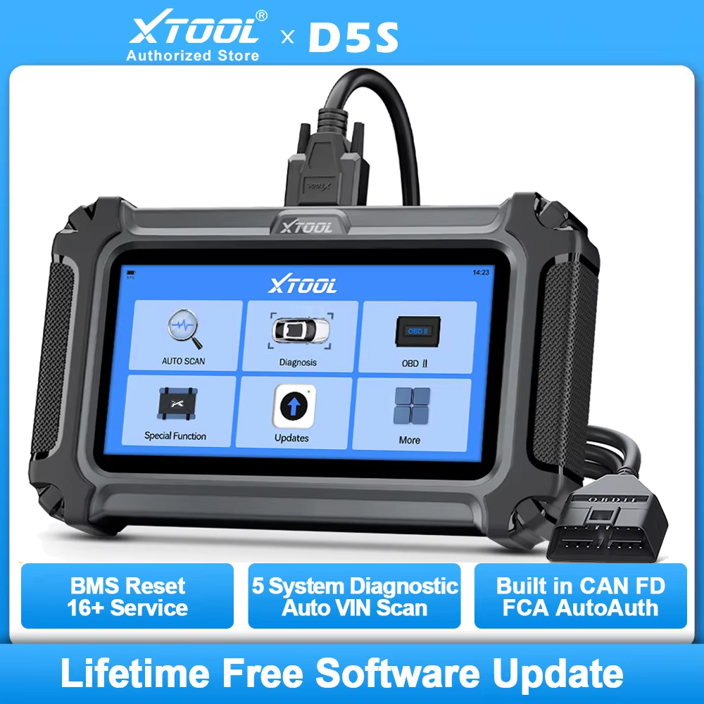 XTOOL D5S 自動 OBD2 スキャナ 5 システムギアボックス ABS エアバッグエンジン EPB 車診断ツール CAN FD 16 リセット生涯無料アップデート