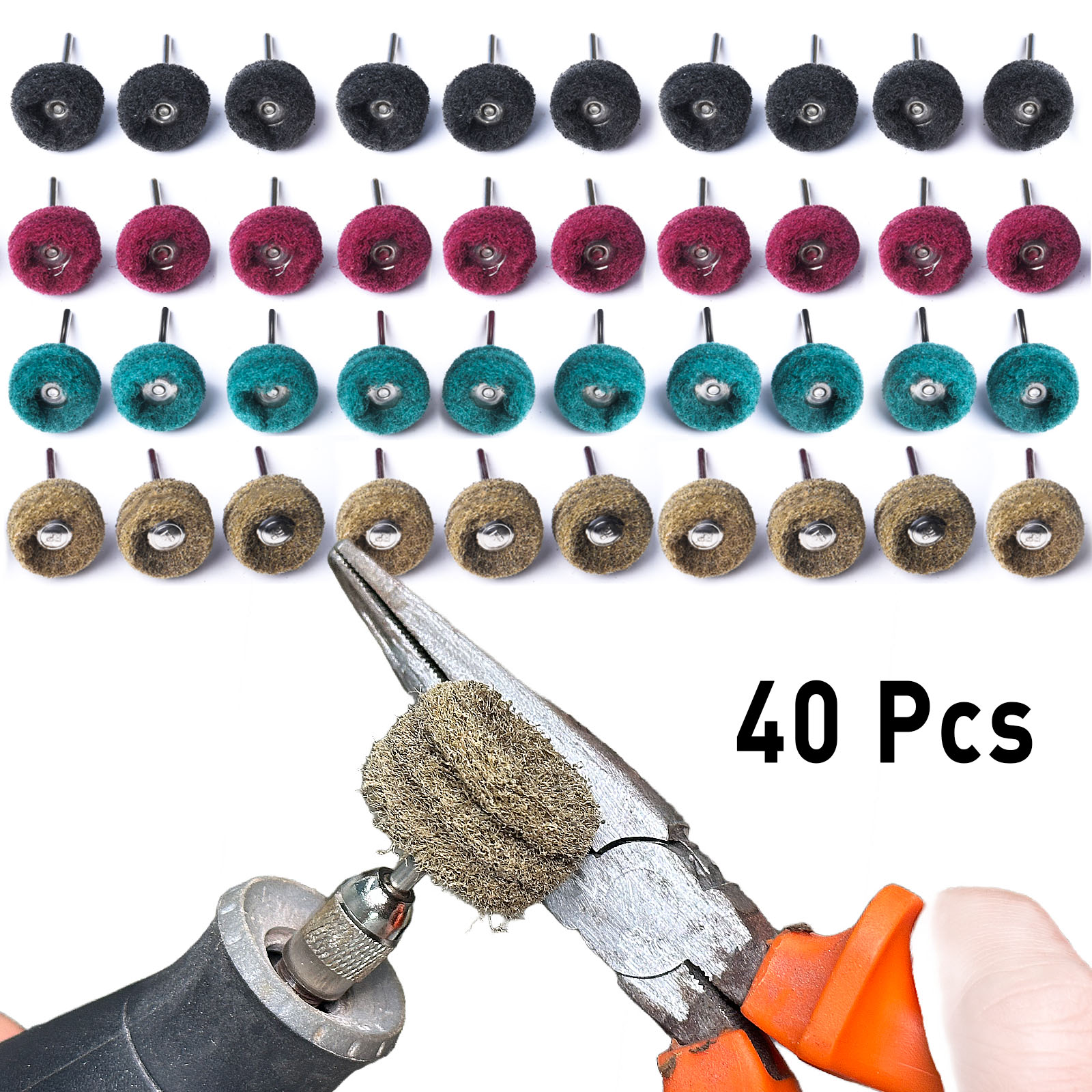 Dremel ロータリーツールアクセサリー、ミニドリルビット 40 個、研磨ブラシ、錆除去用ナイロン研磨ホイールセット