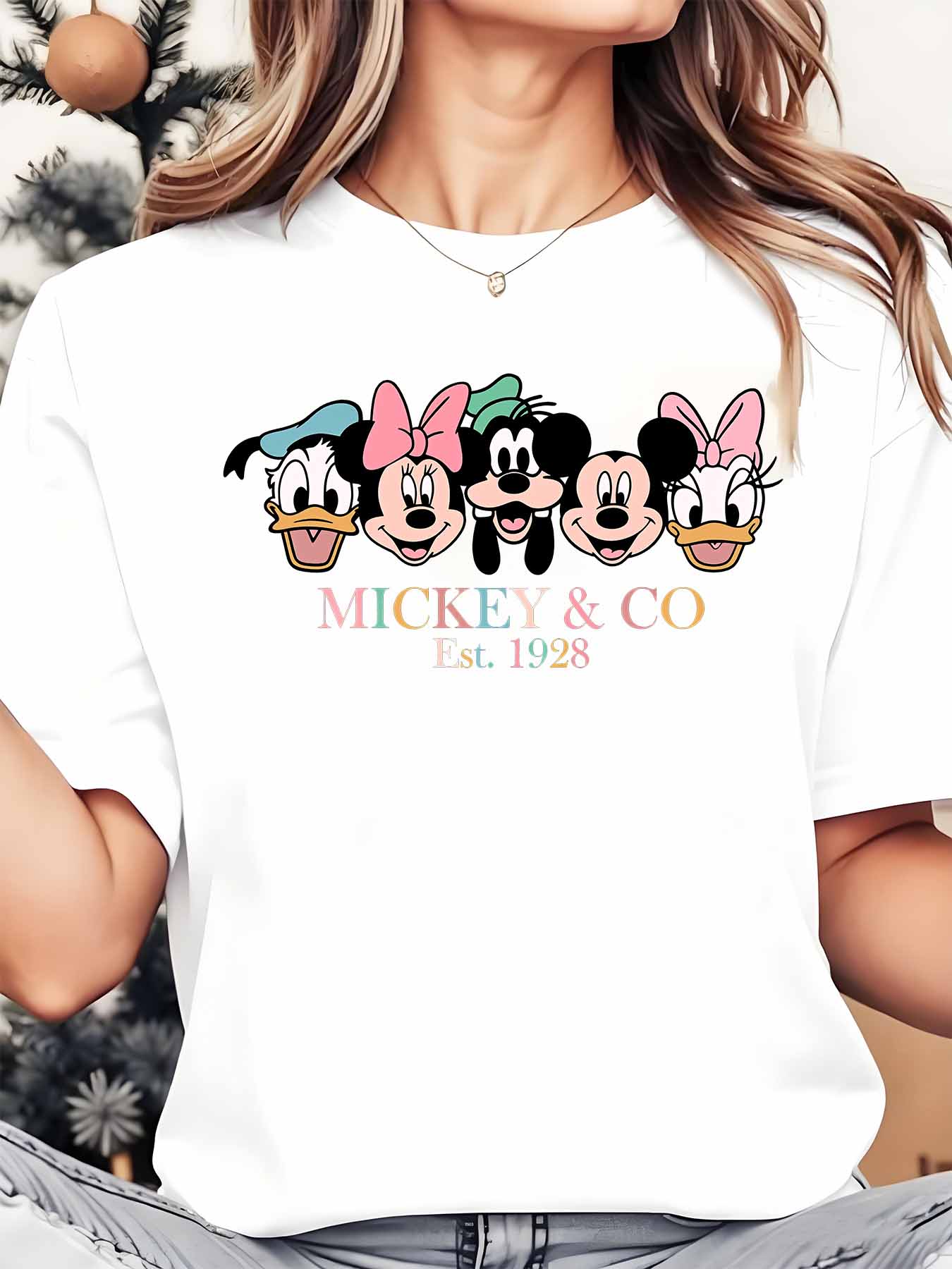 ディズニー ミッキー ミニー ドナルド デイジー グーフィー キャラクター レディース ラウンドネック シャツ 夏 トップス 快適 ユニセックス カジュアル 半袖 Tシャツ
