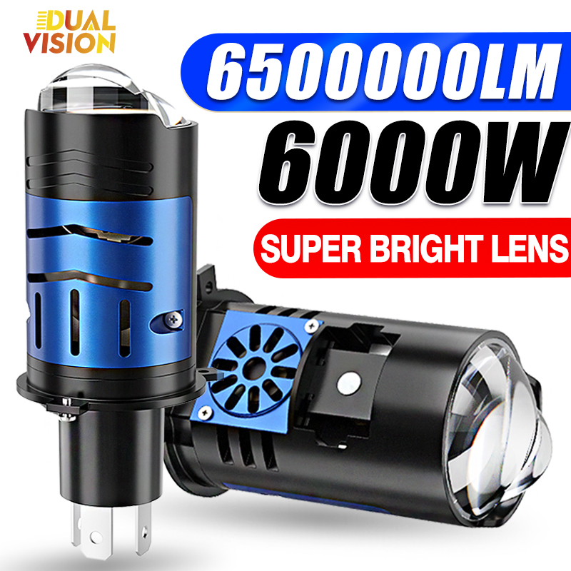 Dualvision プロジェクター H4 レンズ LED 車のヘッドライト電球 CANBUS 650000LM 6000 ワットターボ自動電球 H4 高ロービームフォグランプ電球 12V 24V