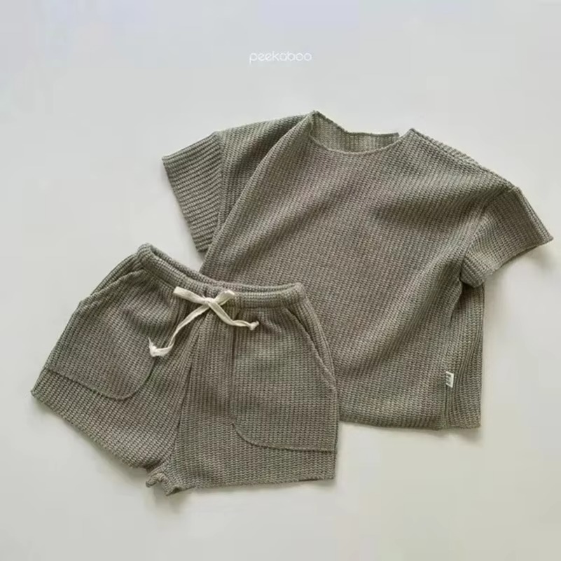 新しいピュアカラー Tシャツショーツ服セットカジュアルベビーガールズボーイズ半袖夏ベビーボーイズガールズ子供服スーツ