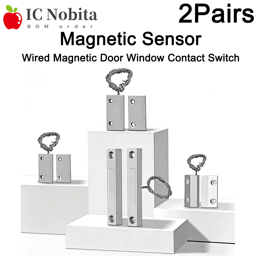 2Pairs MC-52 Wired Magnetic Door Window Contact Switch Heavy Duty Iron Door Sensor Reed Switch for Alarm System Normally Open NC