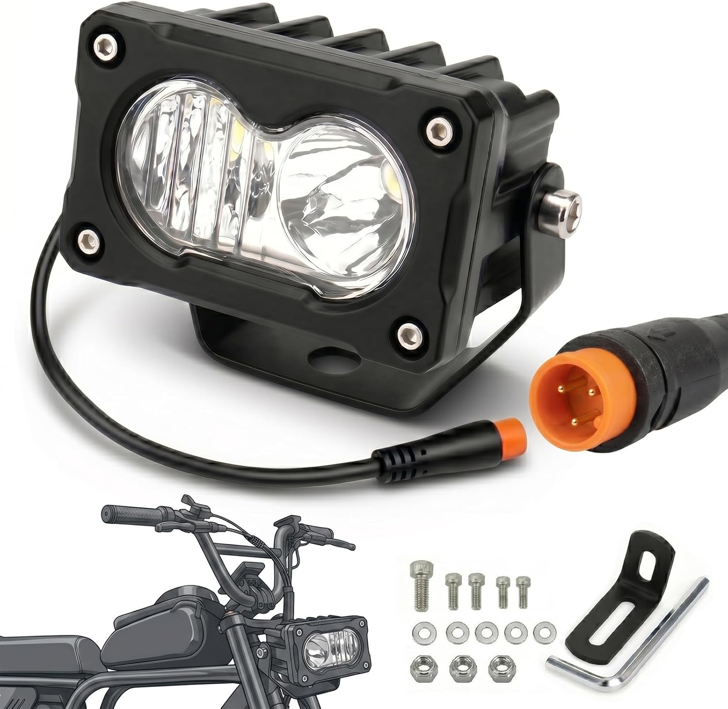 Ridstar Q20/Q20 Lite/Q20 プロ 3 ピンプラグアンドプレイ 20 ワット LED ヘッドライト防水フロントヘッドランプ電動電動自転車オートバイ ATV