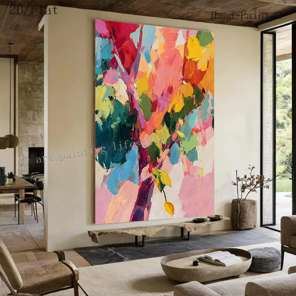 100% 手作り抽象油絵カラフルなゴールド厚いコーティングされたナイフアート壁画ホームリビングルームの装飾画像ギフト